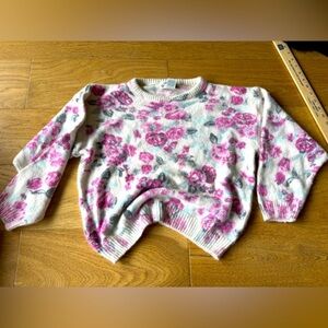 VTG 90’s memphis jones floral silk, angora, wool blend sweater